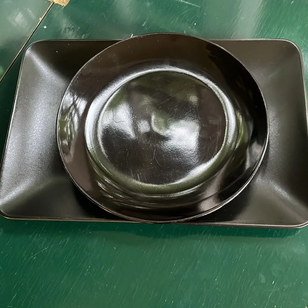 IKEA Sleek Black Dinnerware Tray and Plate